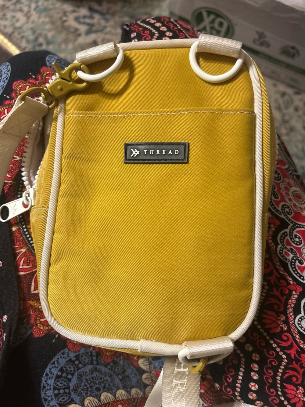 THREAD Yellow Crossbody Pouch with White Trim